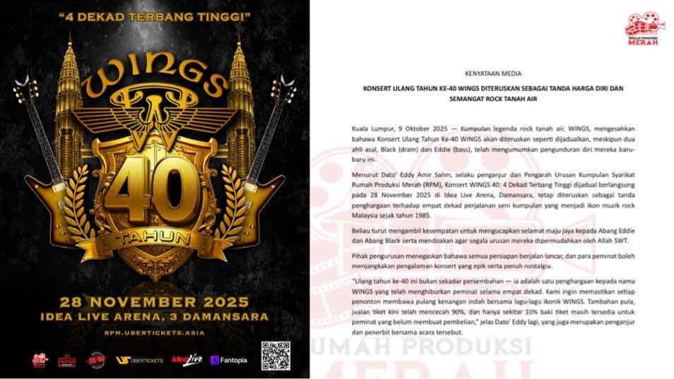 Semangat Rock Tidak Padam – Konsert 40 Tahun WINGS Diteruskan Seperti Dirancang